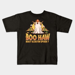 Boo Haw Retro Western Halloween Vintage Ghost Funny Cute Kids T-Shirt